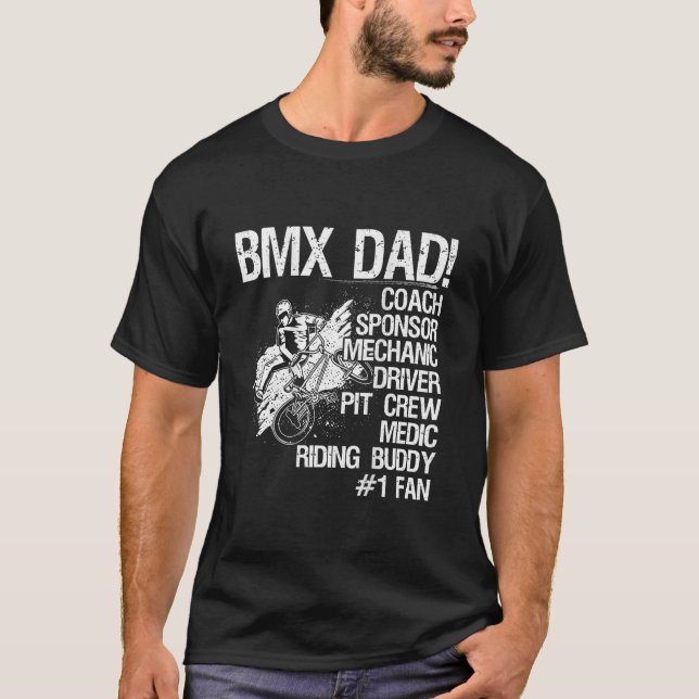 Camiseta Bmx Dad Coach Sponsor Mechanic Driver (on back) (Frente)