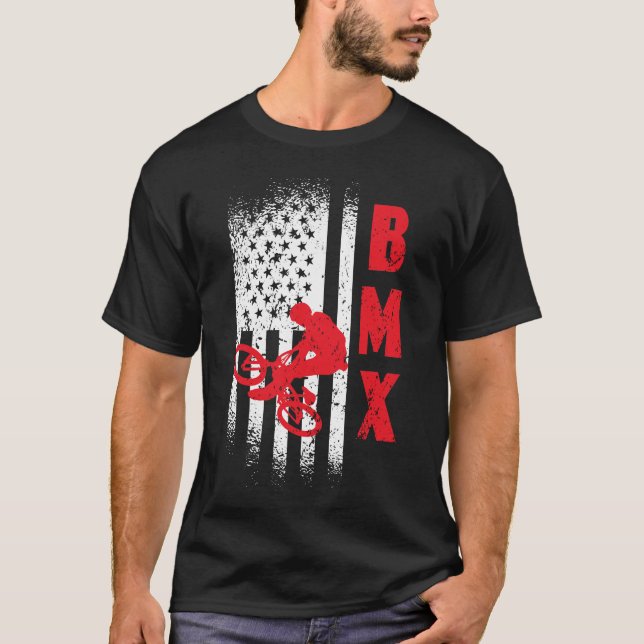 Camiseta BMX EUA bandeira do esporte cicloviário (Frente)