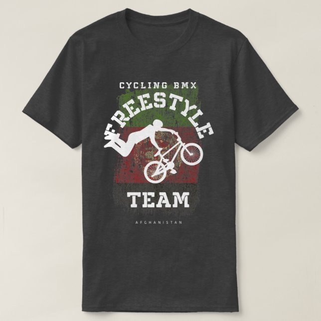 Camiseta BMX Freestyle Bike Afeganistão Flag Biking Cyclkin (Frente do Design)