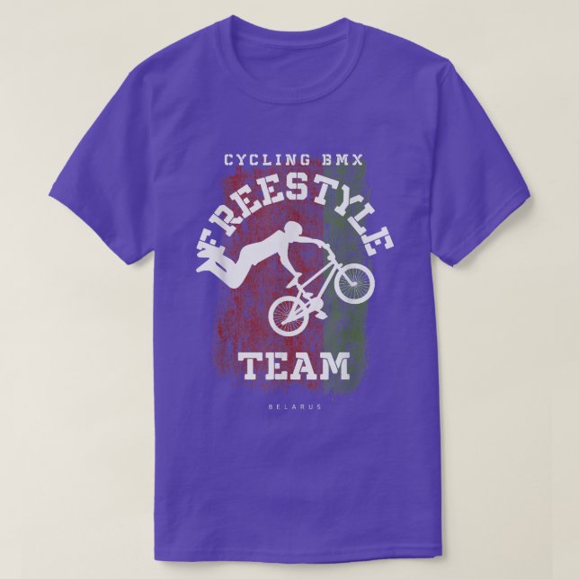 Camiseta BMX Freestyle Bike Belarus Flag Biking Cycling BMX (Frente do Design)