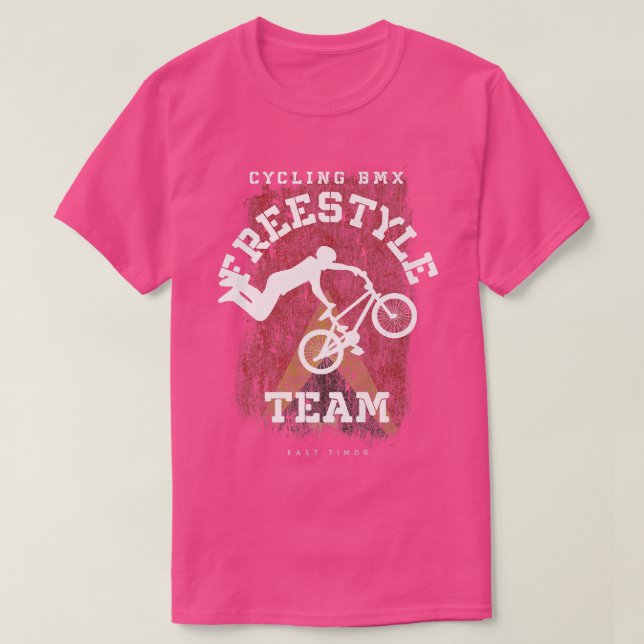 Camiseta BMX Freestyle Bike East Timor Flag Biking Cyclking (Frente do Design)