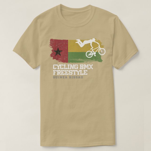 Camiseta BMX Freestyle Bike Guiné Bissau Flag Biking Cycli (Frente do Design)