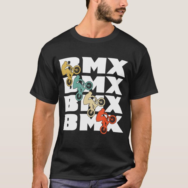 Camiseta BMX Retro Bicycle Stunts BMX Bike Motocross (Frente)