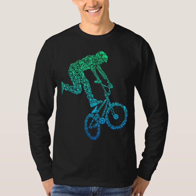 Camiseta BMX Rider Bike Bicicleta Garotos Correntes (Frente)