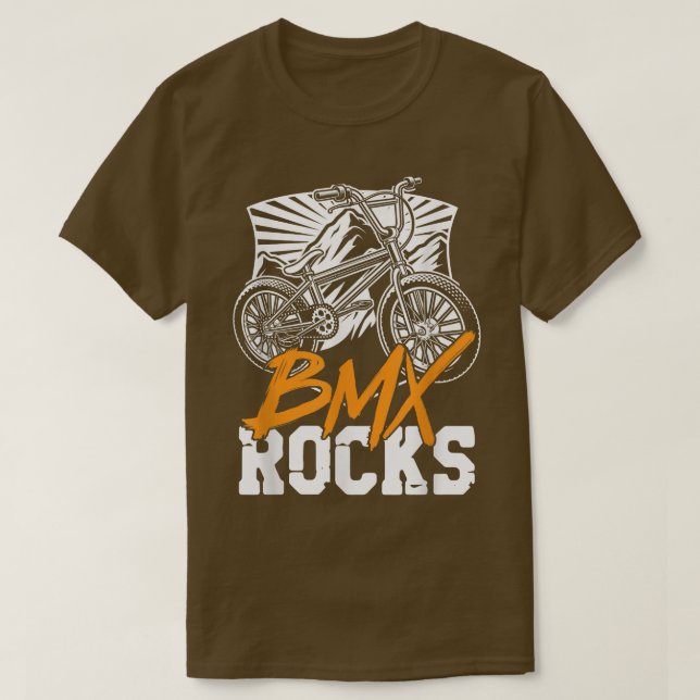 Camiseta BMX Rocks Bike Bicycle Skeleton Biking Hal (Frente do Design)