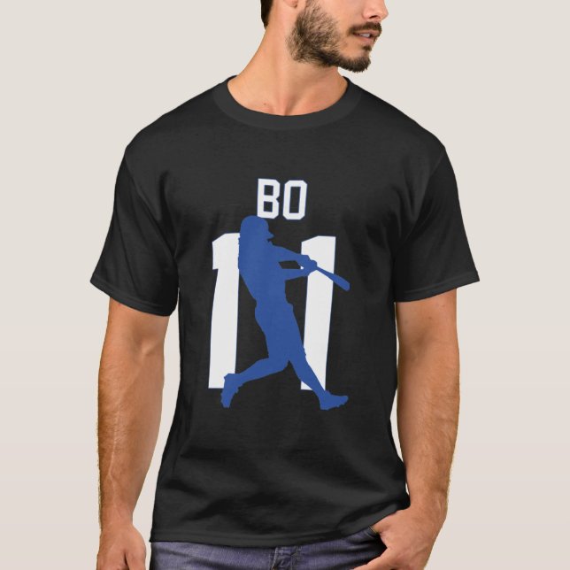 Camiseta Bo Bichette 11 Blue Jays Trabalho de arte Essentia (Frente)