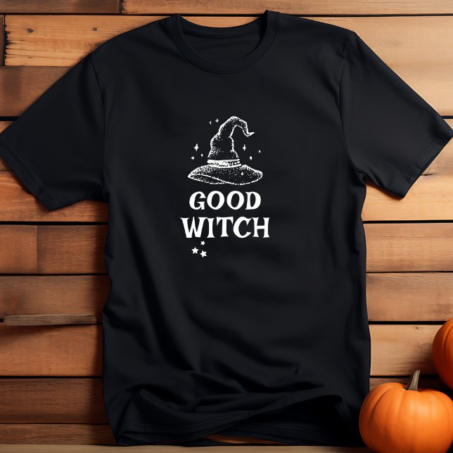 Camiseta Boa Bruxa Negra e Branca do Halloween Mulheres (Criador carregado)