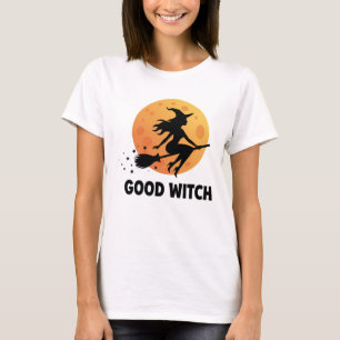 Camiseta Boa Bruxa Voando Lua Silhouette Moderno Halloween