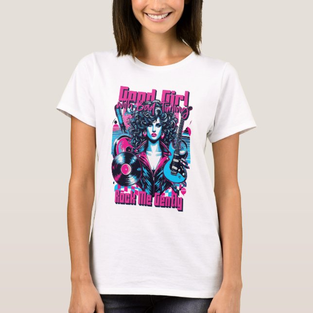 Camiseta Boa Garota com Mau Timing - Rock me Gently (Frente)