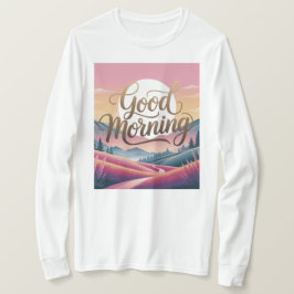 Camiseta Boa Manhã Caligrafia Paisagem Branca de Mulher