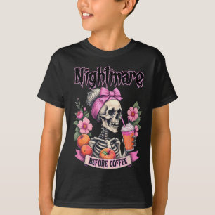 Camiseta Boa Noite Assustadora Antes Do Café De Flor De Hal