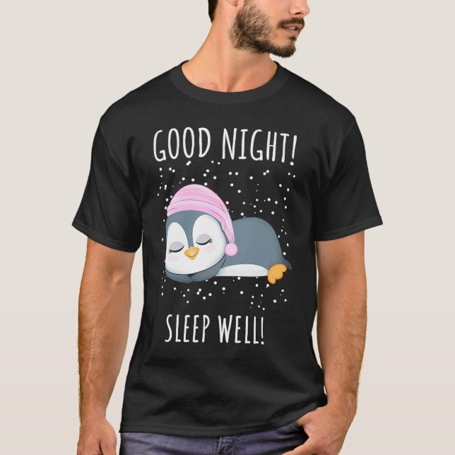 Camiseta Boa noite Dorme bem Pinguim para Crianças (Frente)