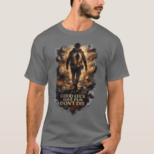 Camiseta BOA SORTE DIVERTA-SE NÃO MORRA - arte