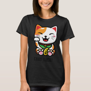 Camiseta Boa Sorte Japonês Maneki Neko Sortudo Kit de Gato