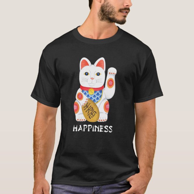 Camiseta Boa Sorte Maneki Neko Felicidade Japonesa E Prosp (Frente)