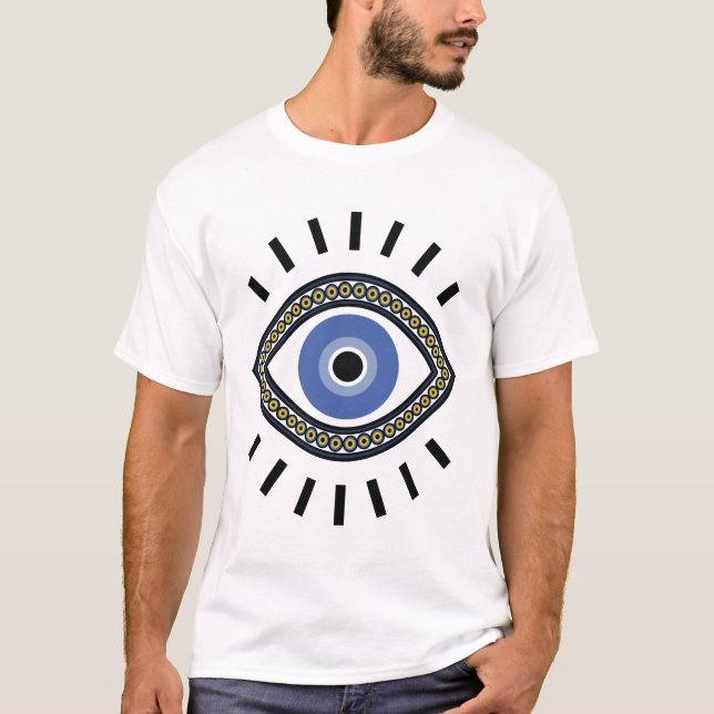 Camiseta Boa sorte, proteção dos olhos mau, energia dos olh (Frente)