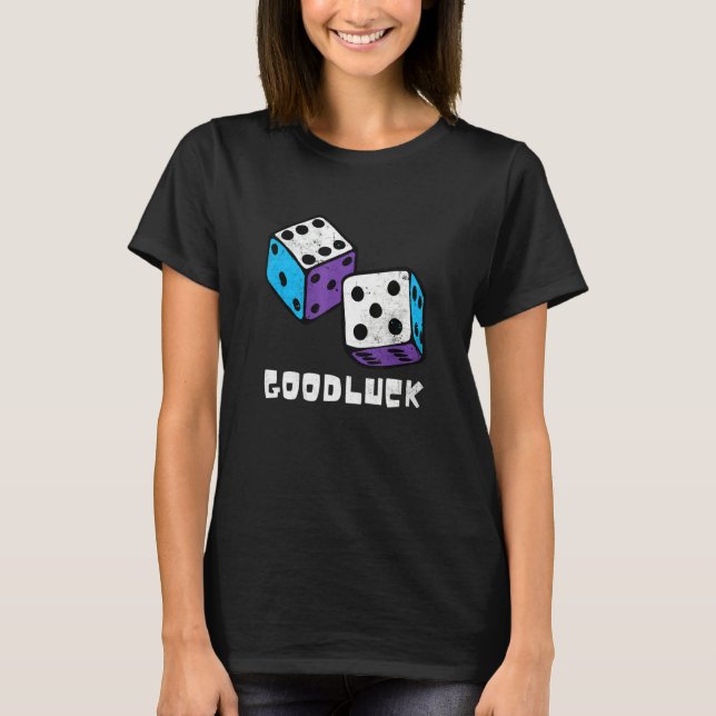 Camiseta Boa Sorte, Retro Casino Dice Player Casi (Frente)