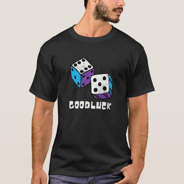 Camiseta Boa Sorte, Retro Casino Dice Player Casi (Frente)