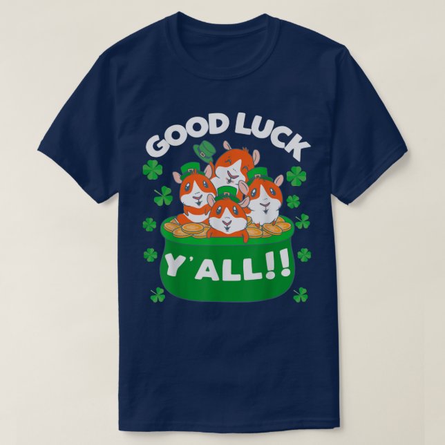 Camiseta Boa Sorte Vocês Todos Feliz Irlandês Pig Guiné Rua (Frente do Design)