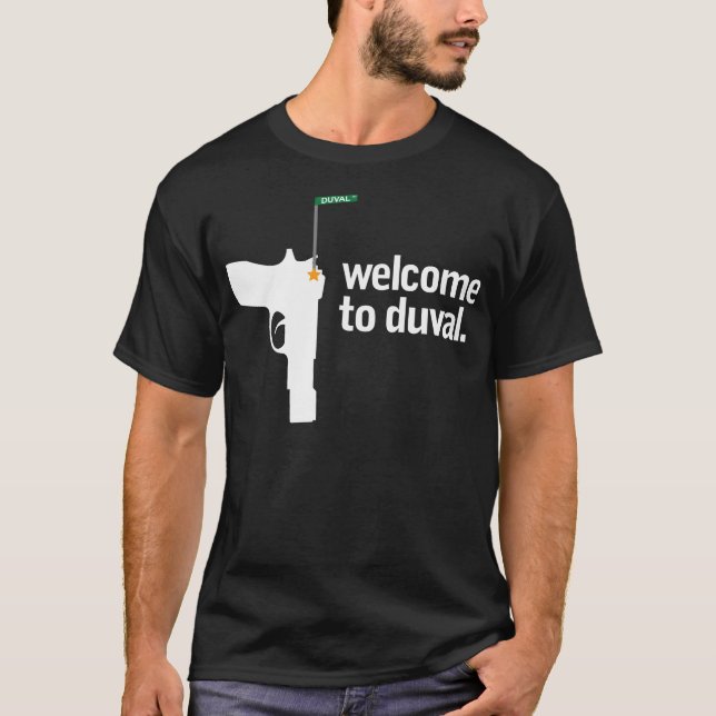 Camiseta Boa vinda ao T preto de Duval (Frente)