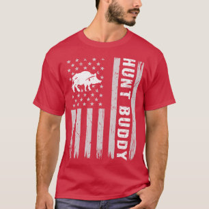 Camiseta Boar Hunt Buddy EUA Flag Hog Hunting