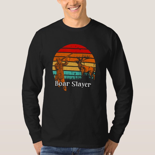 Camiseta Boar Slayer Hunting Wild Pig Hunter Hog Boar  Hobb (Frente)