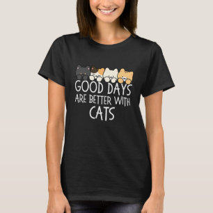 Camiseta Boas Dias São Melhores Com Gatos Citação Aconchega