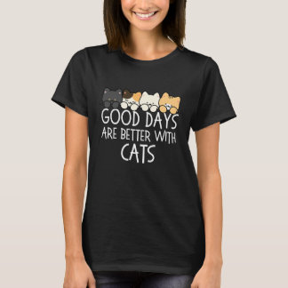 Camiseta Boas Dias São Melhores Com Gatos Citação Aconchega