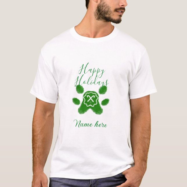Camiseta Boas festas, animais de estimação de cães verdes e (Frente)