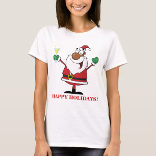 Camiseta Boas festas brinde do papai noel preto