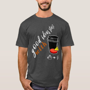 Camiseta boas ideias começam café café hora eu gosto de caf