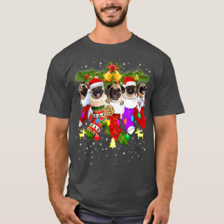 Camiseta Boas Meias de Natal EngraçadasPugs Cachorros Xmas