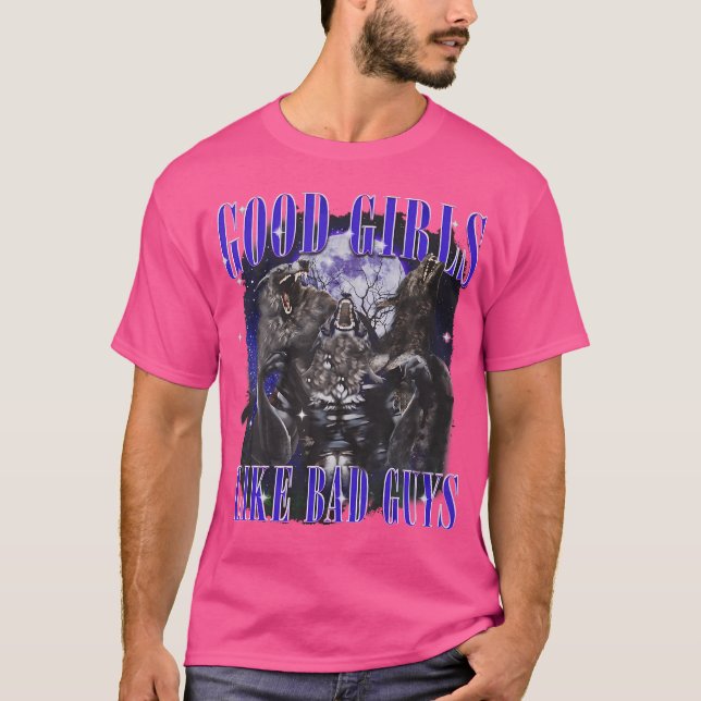 Camiseta Boas Meninas Como Caras Más Engraçadas Lobos Dizen (Frente)