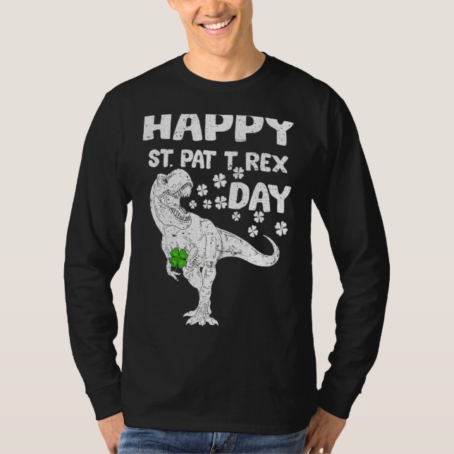 Camiseta Boas Ruas no Rex Saint Patrick S Day Dinossaur Boy (Frente)