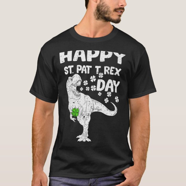 Camiseta Boas Ruas no Rex Saint Patrick S Day Dinossaur Boy (Frente)
