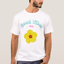 Camiseta Boas Víblias Apenas Arte de Hibisco Amarelo