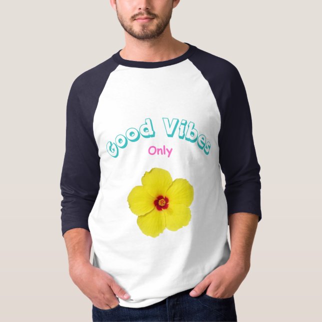 Camiseta Boas Víblias Apenas Arte de Hibisco Amarelo (Frente)