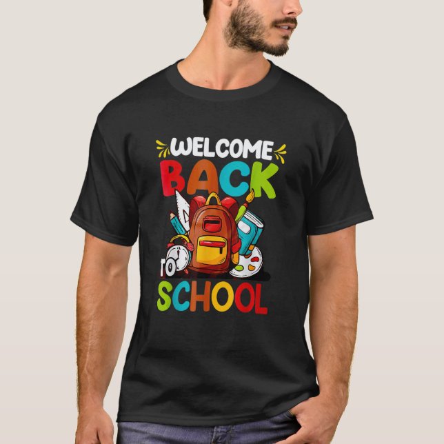 Camiseta Boas-vindas de Volta às Aulas Para Professores e C (Frente)