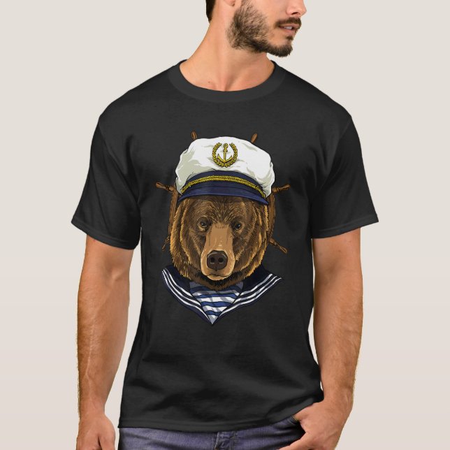 Camiseta Boat Captain Grizzly Bear Sailing Boat  Owners Sai (Frente)