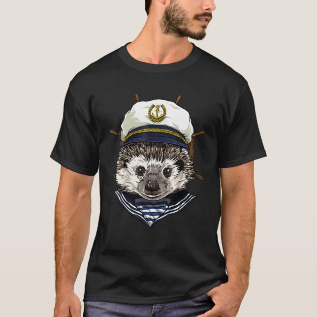 Camiseta Boat Captain Hedgehog Boat  Boat Owners Sailor Ani (Frente)