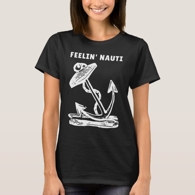 Camiseta Boat Feelin Nauti à vela Humor Barco (Frente)