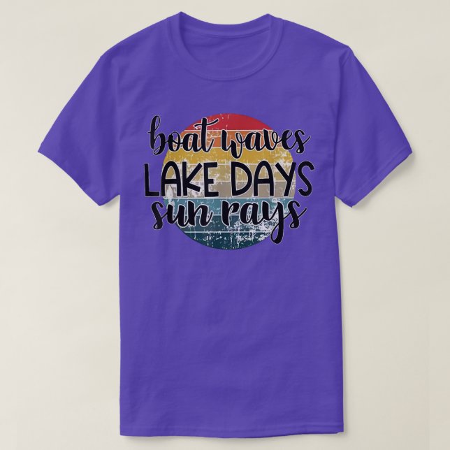 Camiseta Boat Waves Sun Rays Lake Days Pontoon Boat Summer (Frente do Design)