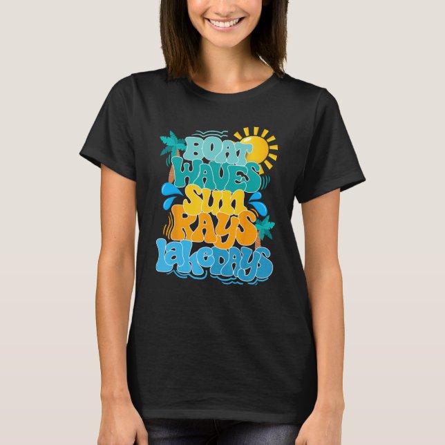 Camiseta Boat Waves Sun Rays Lake Dias Férias (Frente)