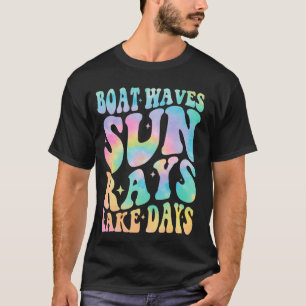 Camiseta Boat Waves Sun Rays Lake Dias Retro Férias de Verã