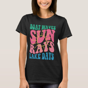 Camiseta Boat Waves Sun Rays Lake Dias Retro Groovy Summer