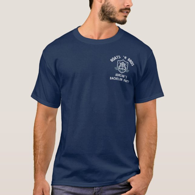 Camiseta Boats N Bros Bachelor Party Favor Nautical Groom (Frente)