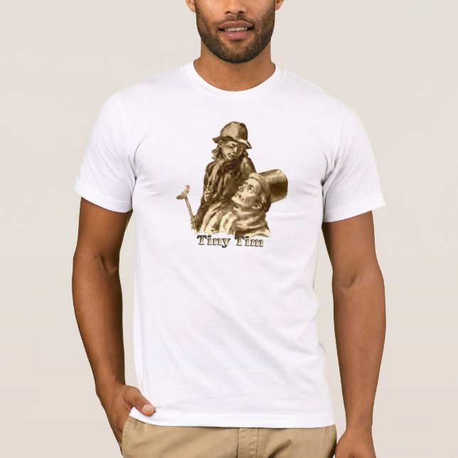 Camiseta Bob Cratchit e Tiny Tim em Uma Carol de Natal (Frente)
