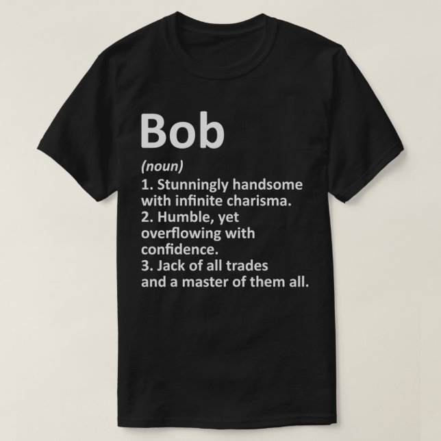 Camiseta BOB Definição Nome Personalizado Funny Birthday Gi (Frente do Design)