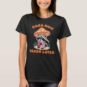 Camiseta Boba Agora Lixo Depois, Guaxinim Fofo Bebendo Bolh
