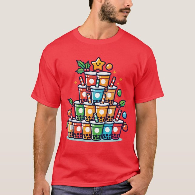 Camiseta Boba Árvore de Natal - Feriado Engraçado do Chá (Frente)